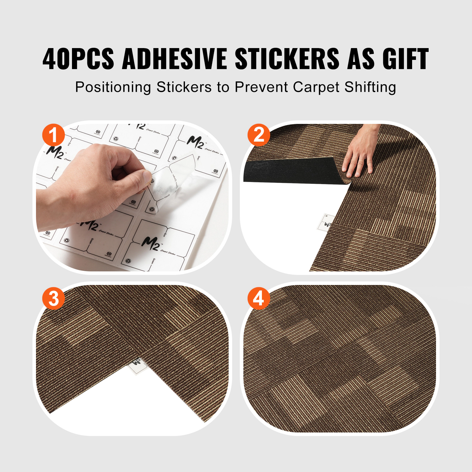 HONGGE Carpet Tiles Reusable Carpet Squares With Padding Attached Soft Padded Carpet Tiles Easy Install DIY for Bedroom
