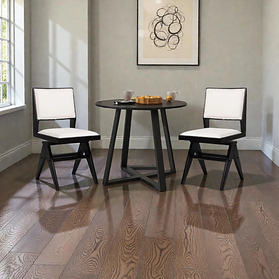 Hivvago Stylish Rubberwood Swivel Chairs with Soft Seats – 2-Piece Dining Set