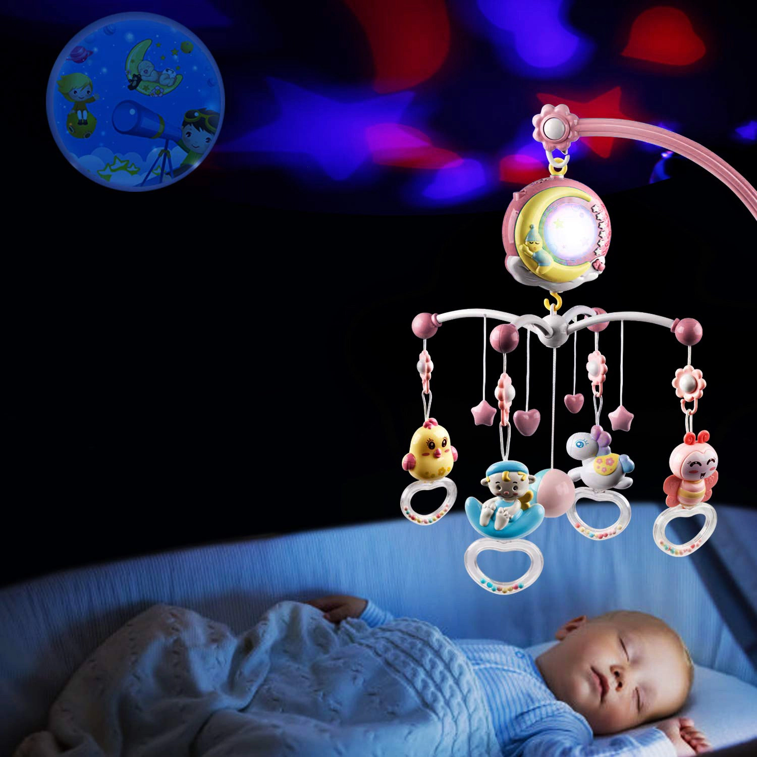 GBruno Kids' Kids' Musical Crib Mobile With Star Projector