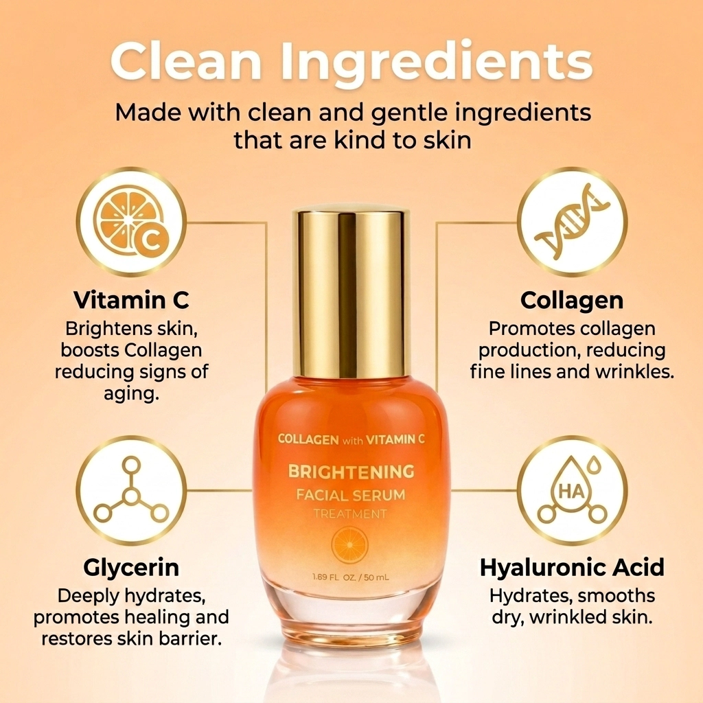 Lovery Collagen + Vitamin C Brightening Facial Serum - Korean Skincare Radiance Treatment