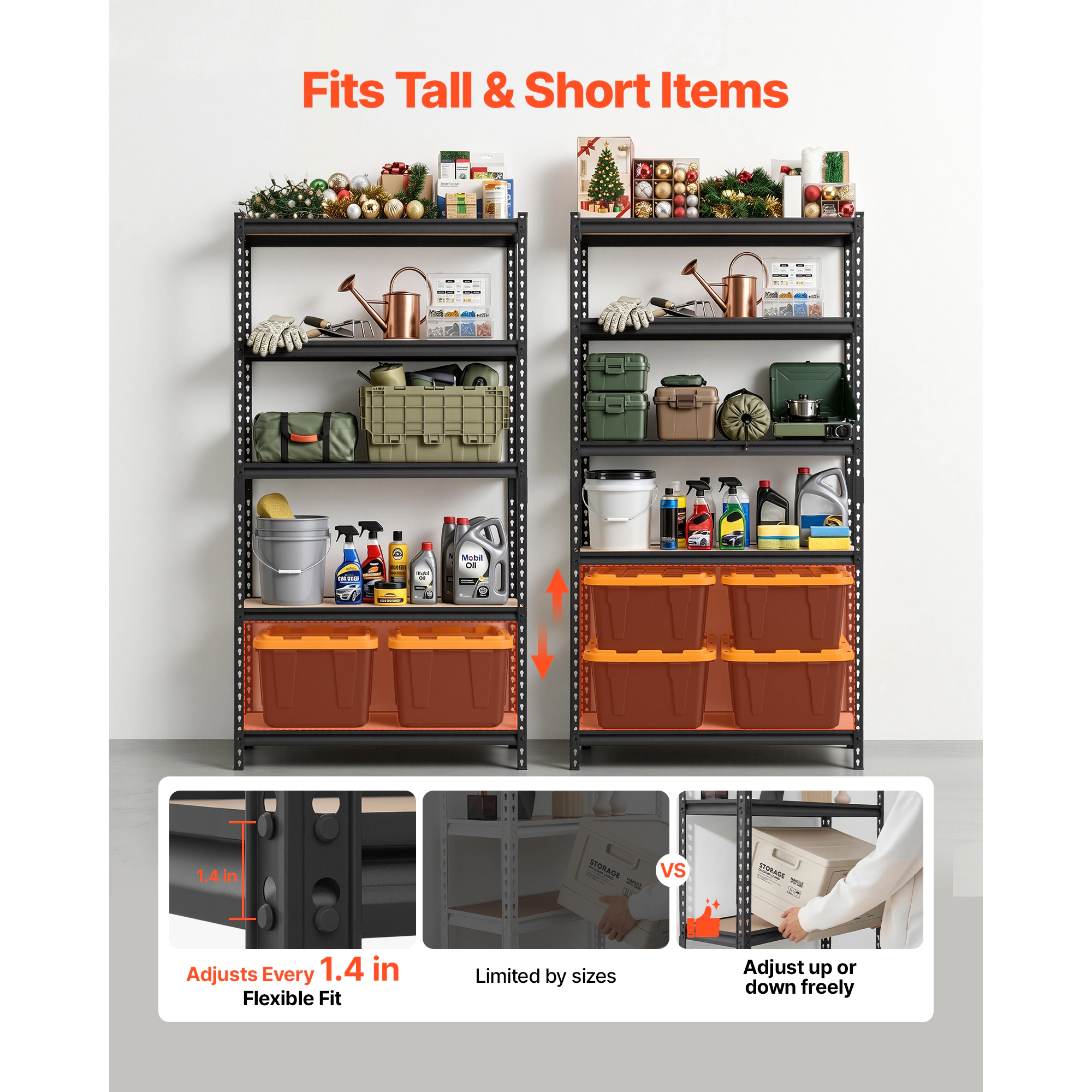 Flynama 5 Tier 47.5 x 18 in Stainless Steel Shelving 330 LB Per Shelf for Kitchen Commercial Office and Garage Storage