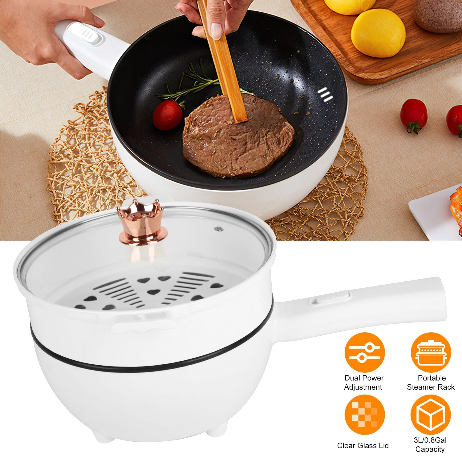 GBruno 2-in-1 Electric Hot Pot With Steamer