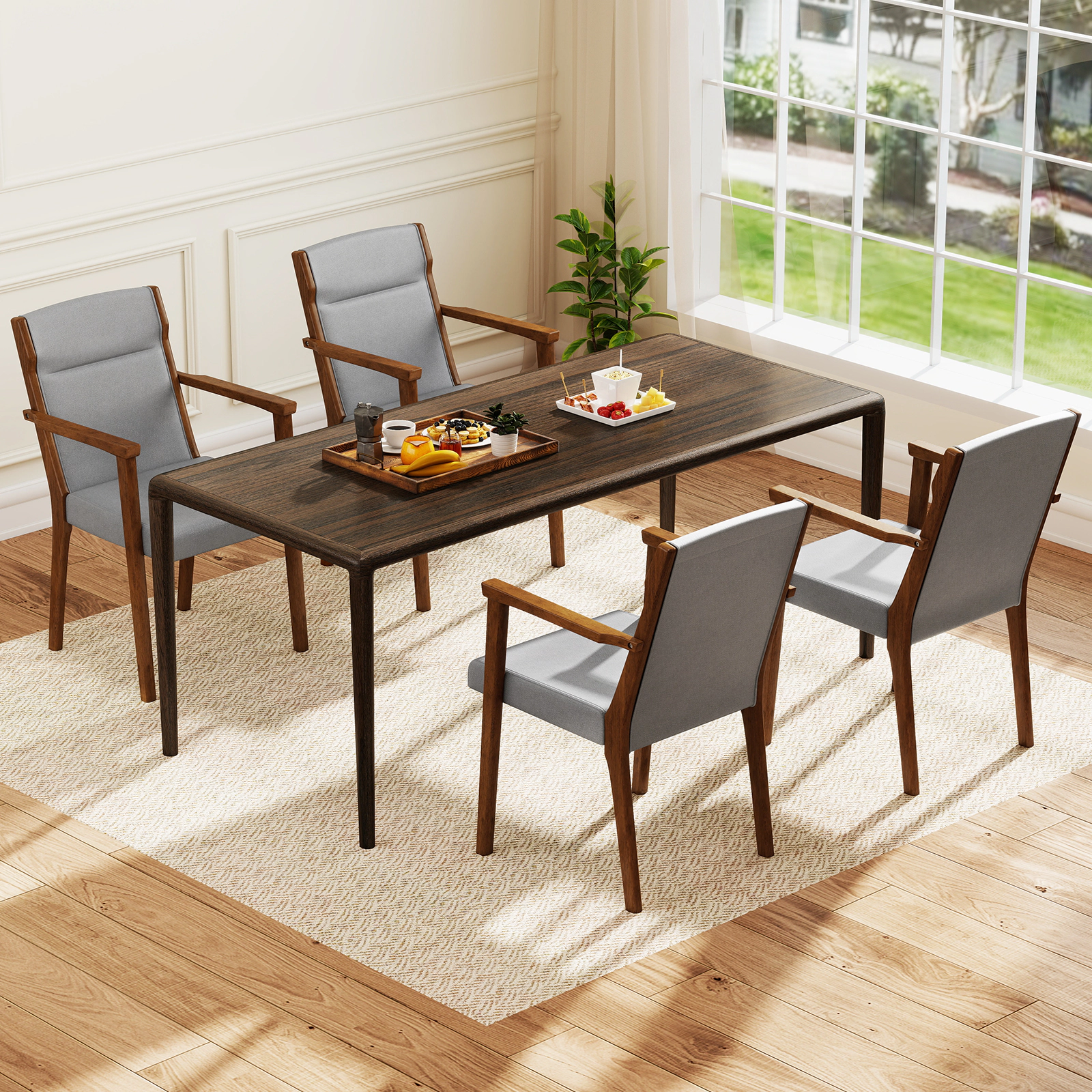 LJG Upholstered Wooden Accent Chairs Set of 2 with High Back and Soft Cushion