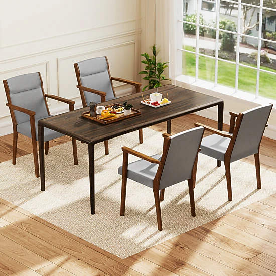 LJG Upholstered Wooden Accent Chairs Set of 2 with High Back and Soft Cushion