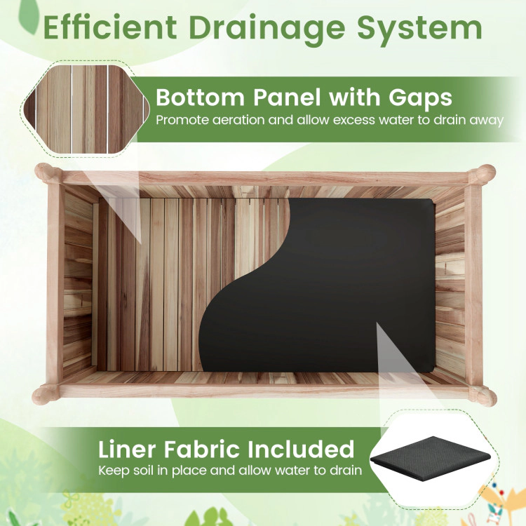 Hivvago Wooden Raised Garden Bed Natural Acacia Wood Rectangular Planter Box with Liner
