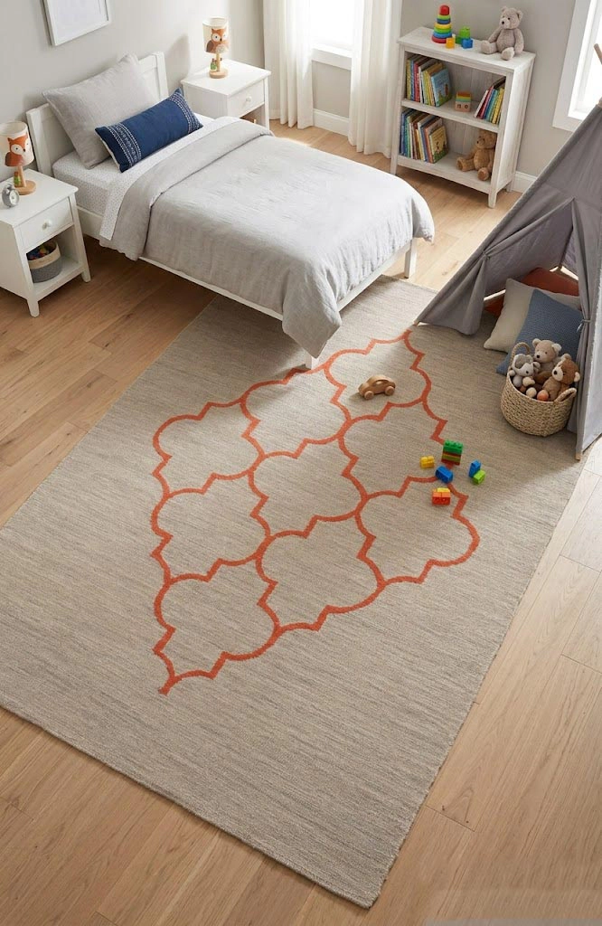 Magic Rugs Beige & Orange Trellis 5X8 Hand-Tufted Modern Rug