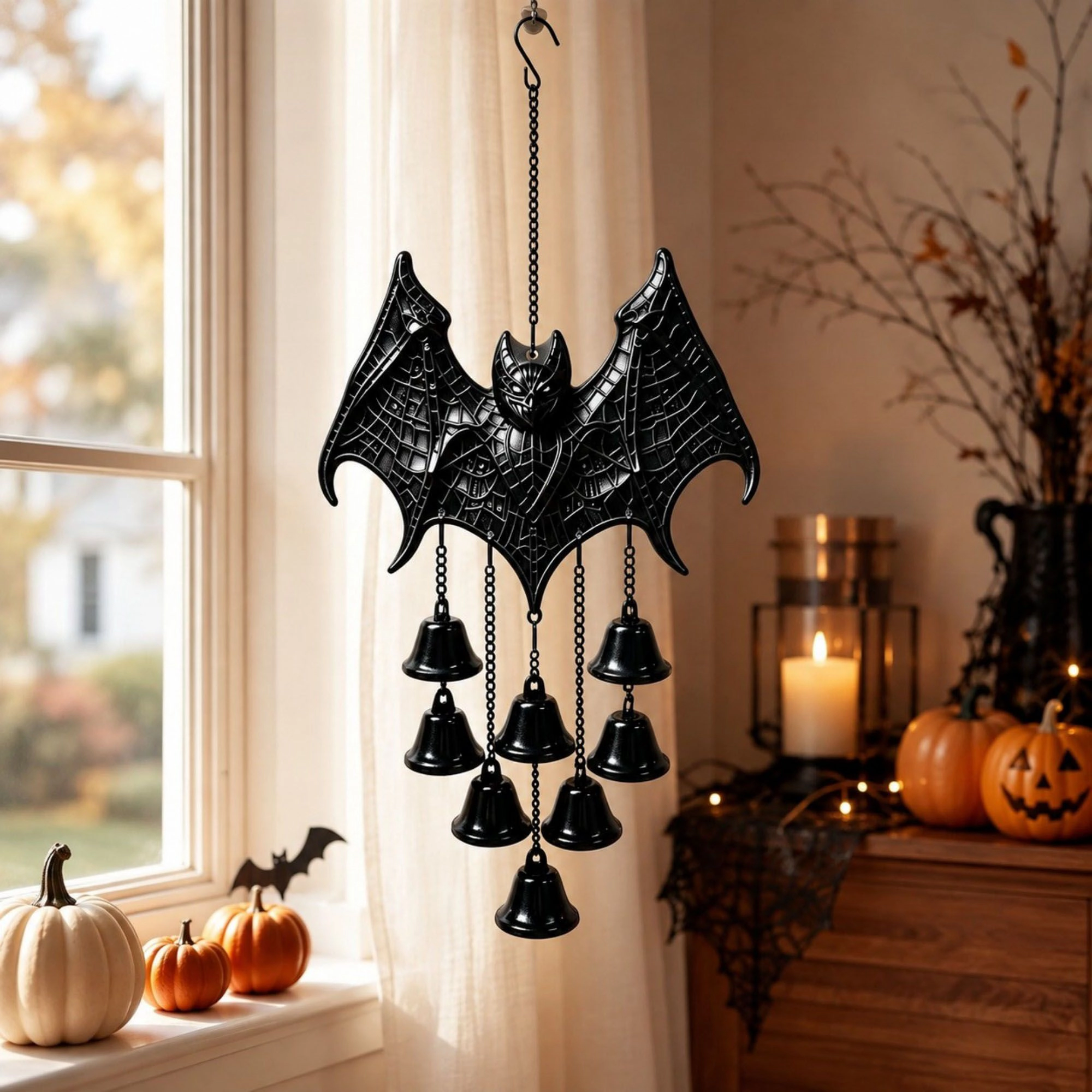 Alilang Halloween Metal Bat Hanging Wall Decor