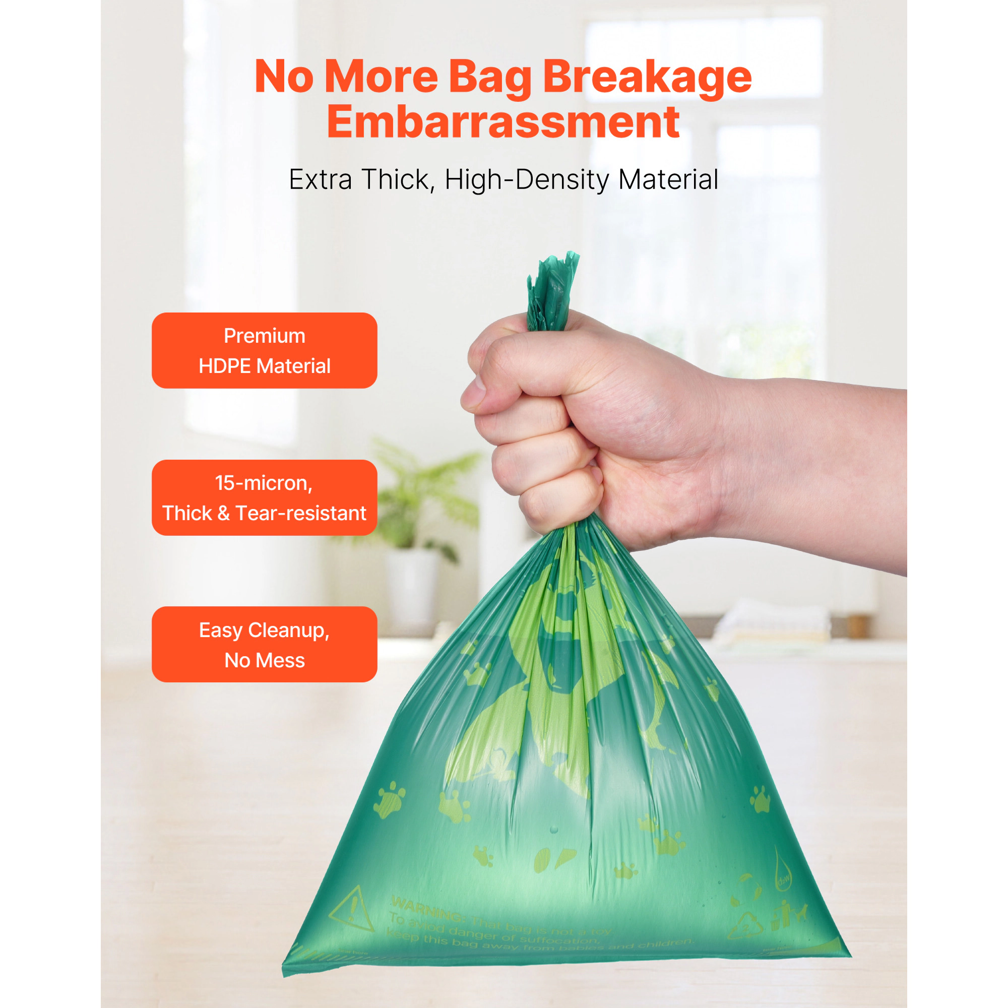 HONGGE Dog Poop Bags, 270 Counts 13 x 9 in, Sturdy & Thick Pet Waste Bags, Biodegradable HDPE Waste Bag Refill Rolls