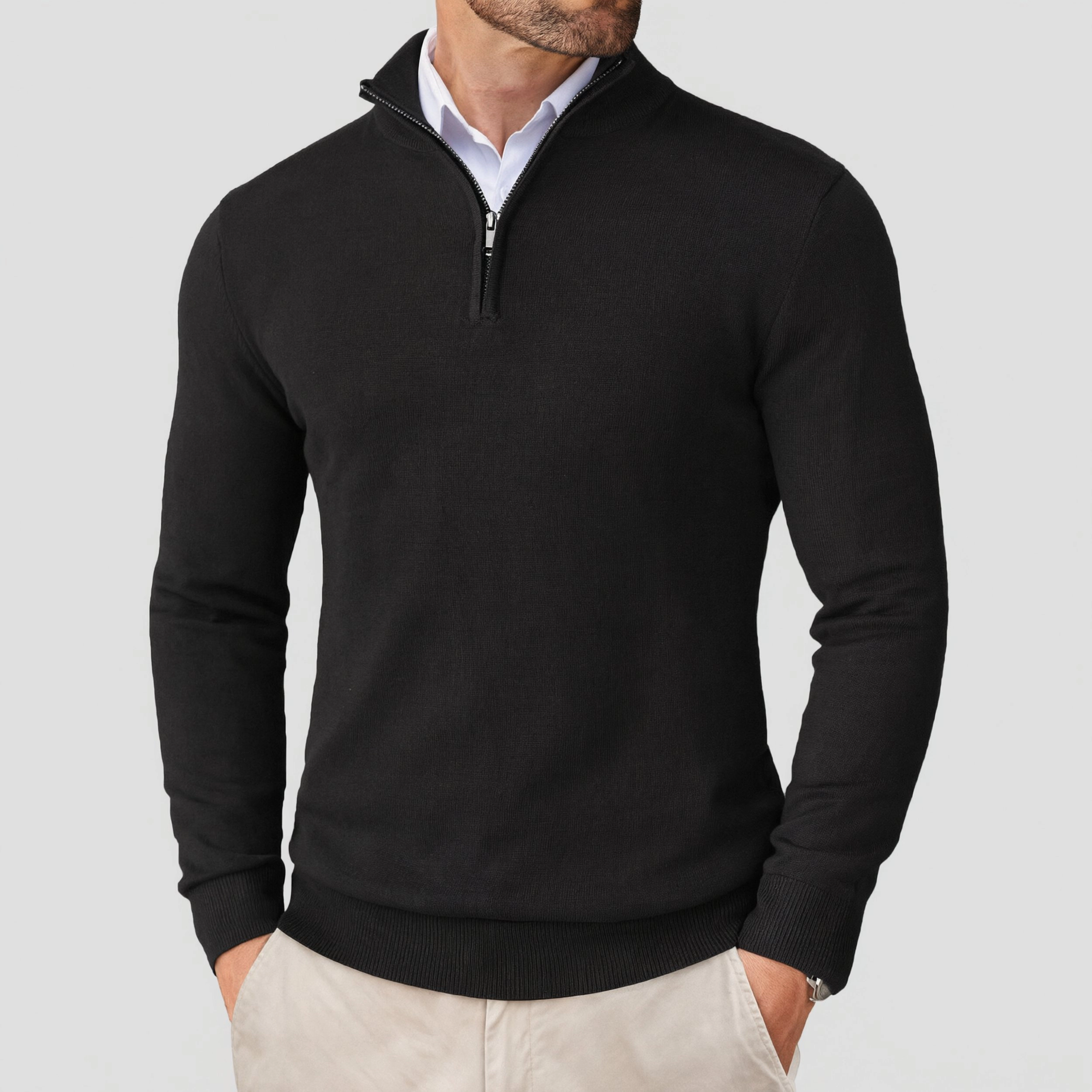 COOFANDY Men's Regular Fit Mock Neck Long Sleeve Quarter Zip Pullover Sweater
