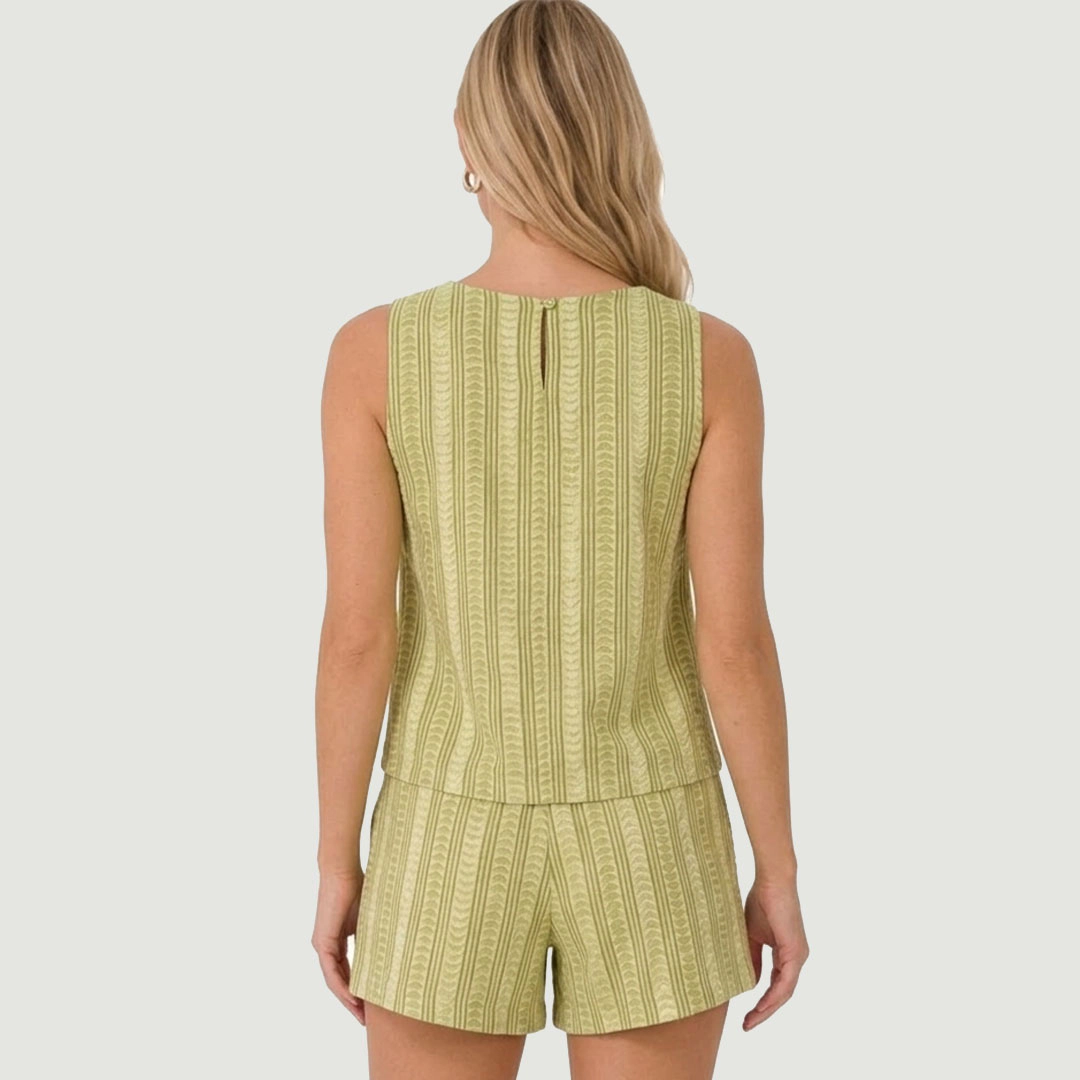 Artyska Women's Printed Sleeveless Top and Paperbag Waist Shorts 2-Piece Co-Ord Outfit Set