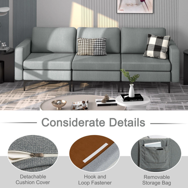 Hivvago 3-Seater Convertible Sofa with Built-in USB Ports and Side Magazine Pockets