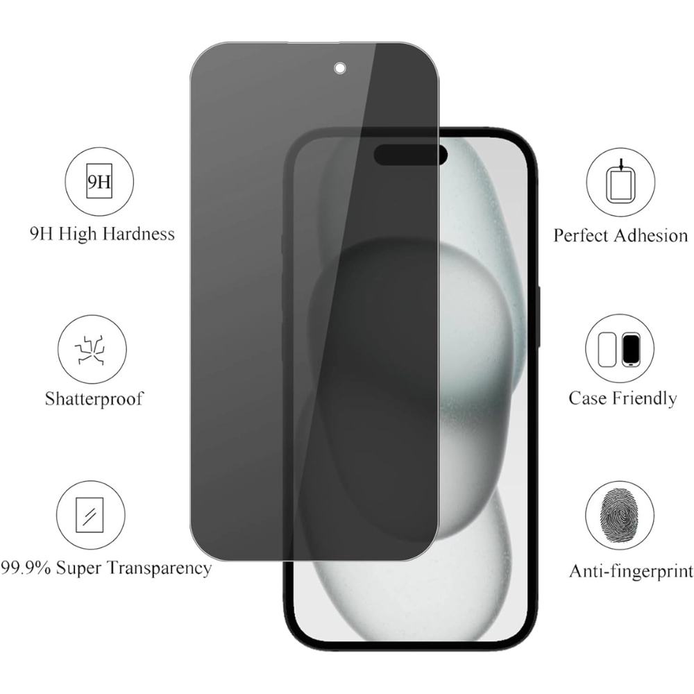 Qixxronics 3PCS Privacy Screen Protector for iPhone 17 Pro Anti Spy Private Tempered Glass Film