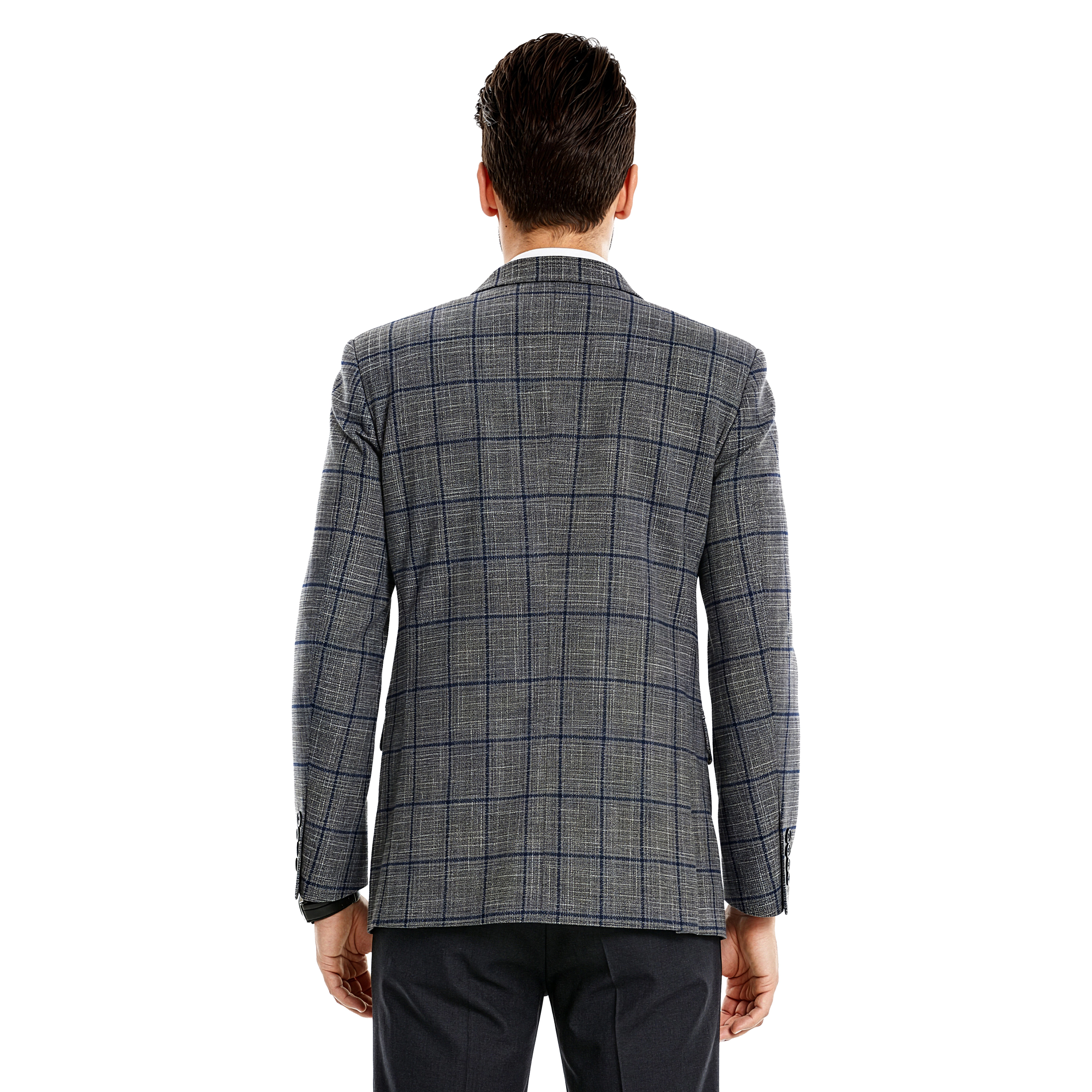 Tazzio Mens Slim Fit Windowpane Plaid Sport Coat