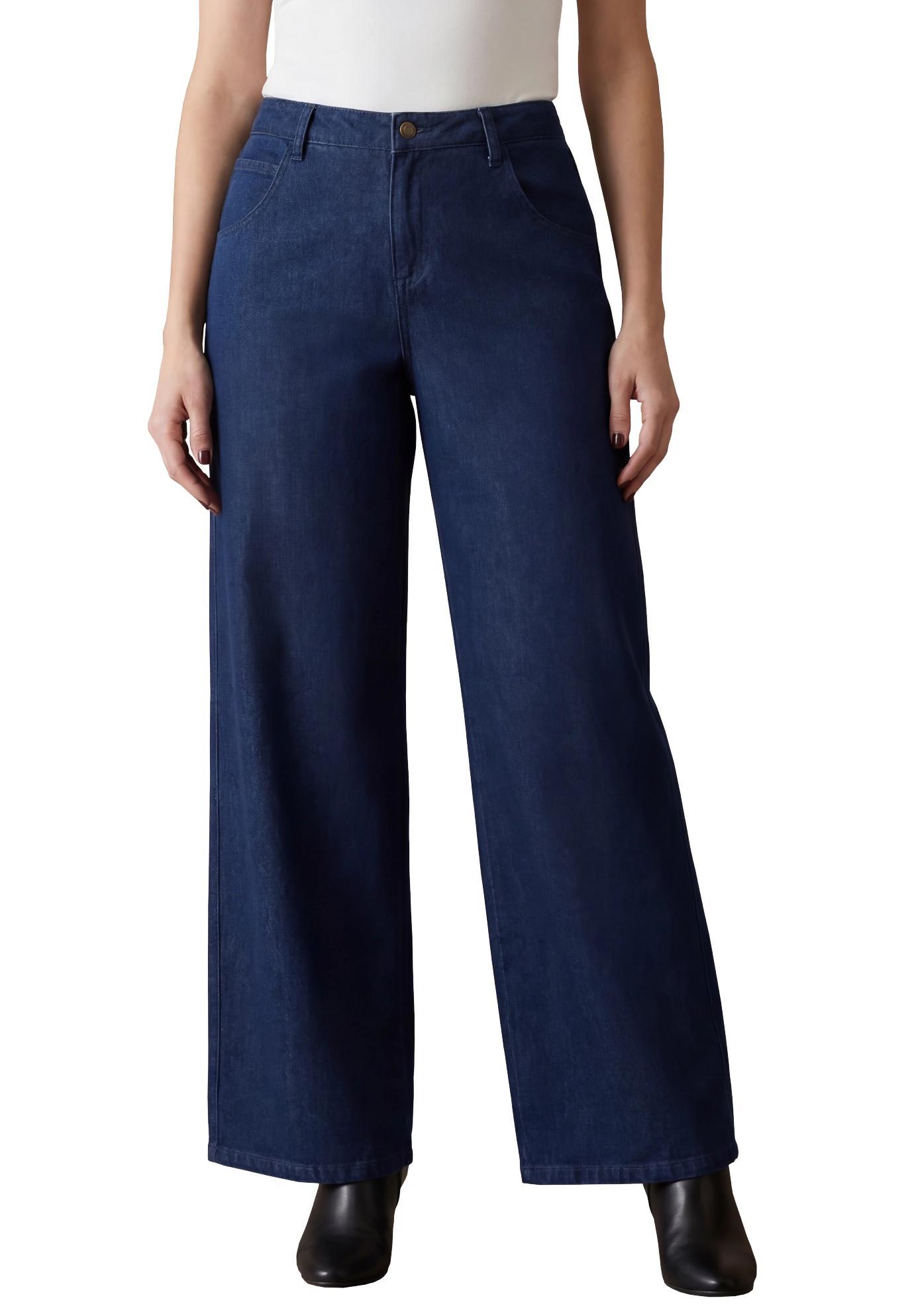 Jessica London Women's Plus Classic Denim Wide Leg Jean