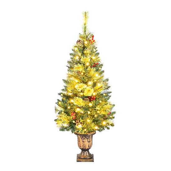 LJG LED Christmas Tree with Red Berries Pine Cones