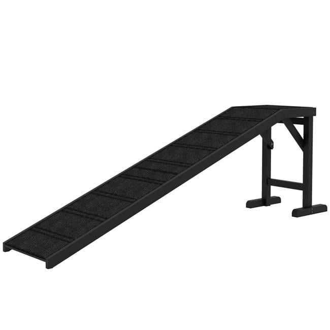 212 Main Paw Hut Dog Ramp with Non-Slip Carpet & Top Platform, 74 x 16 x 25 in. - Black