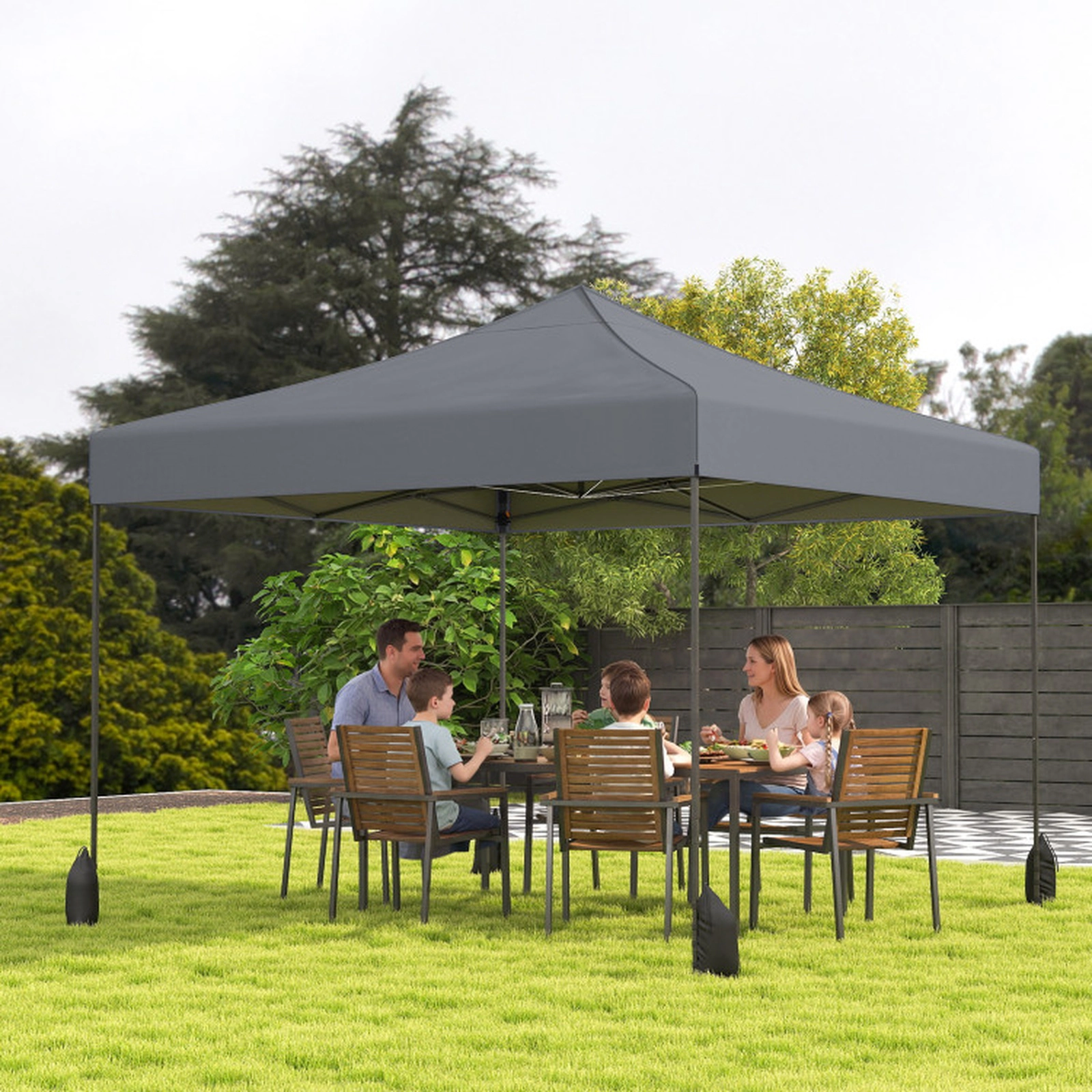 SUGIFT Gray 9.5-ft by 9.5-ft 4-Position UPF50+ Silver-Coated 420D Pop Up Canopy Tent with Wheeled Bag