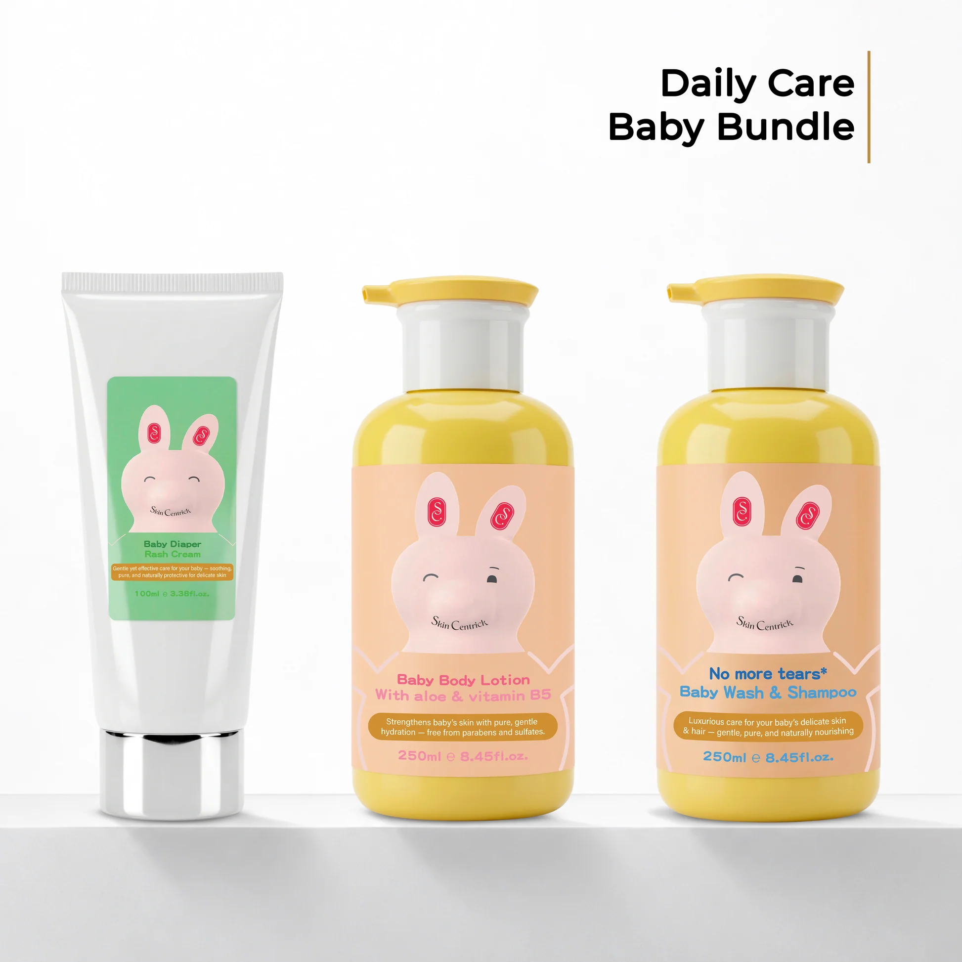 Skin Centrick Baby Care Set, Wash, Lotion and Zinc Oxide Diaper Cream, 3-Piece