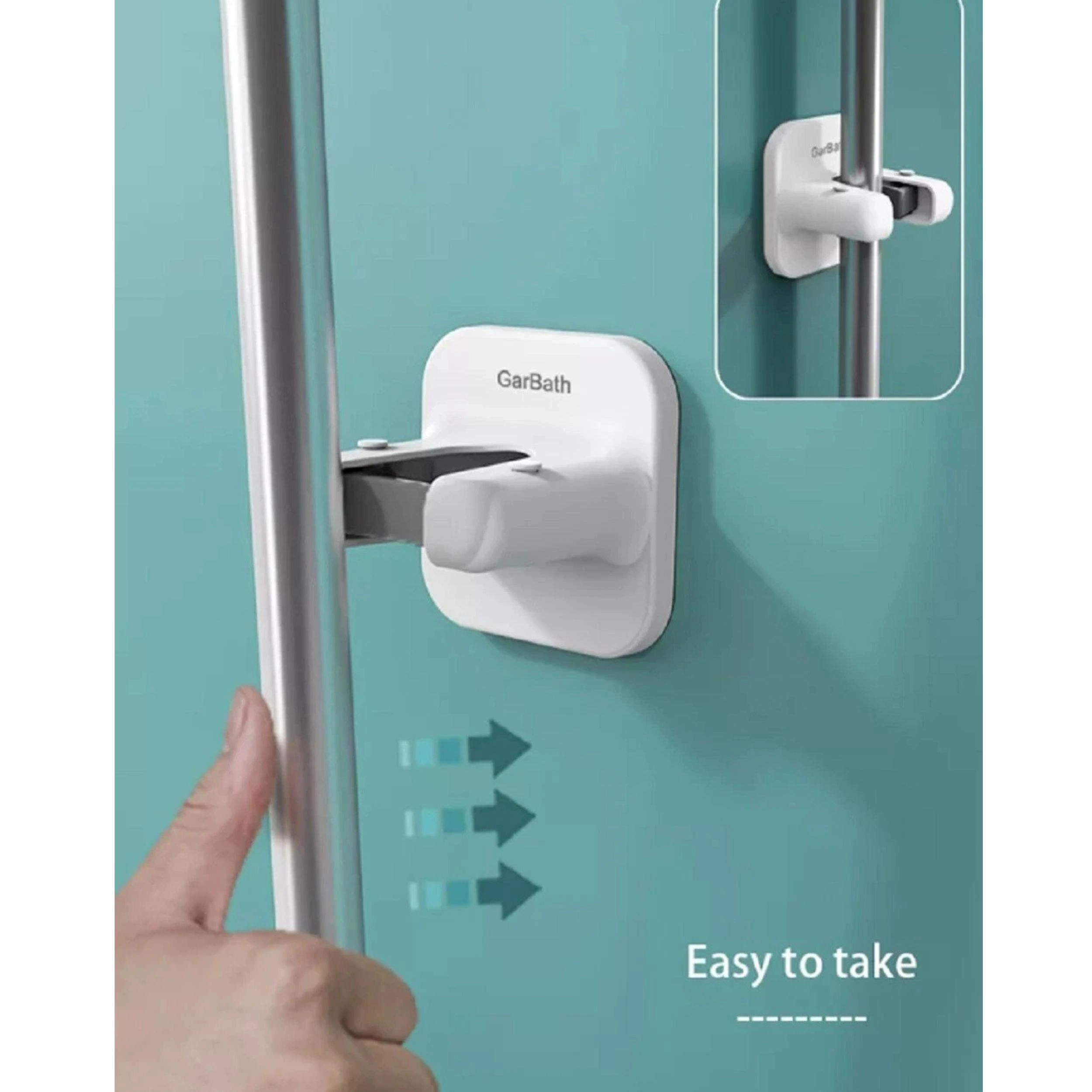 Home Collection Pack of 3 Self-Adhesive Broom Holder Wall Mount Mop Gripper Rack