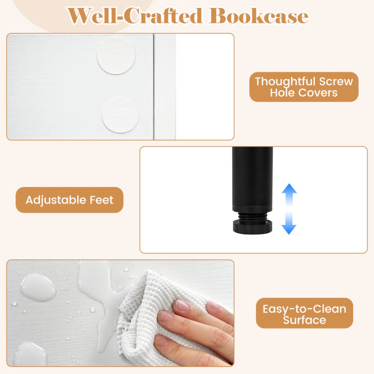 Hivvago 4-Tier Open Modern Bookcase with 2 Anti-Tipping Kits