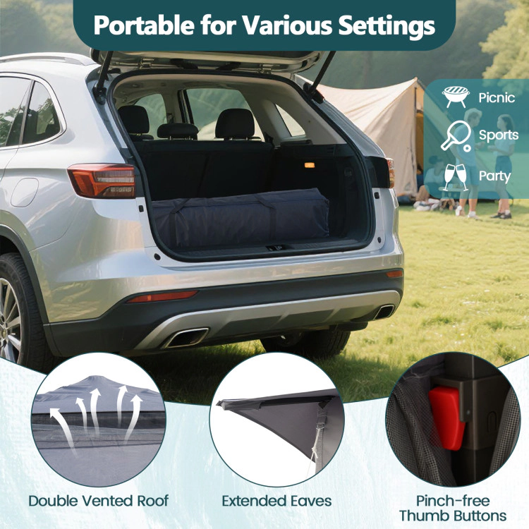 Hivvago 2-Tier Pop-Up Gazebo Tent with Portable Canopy and Mesh Walls