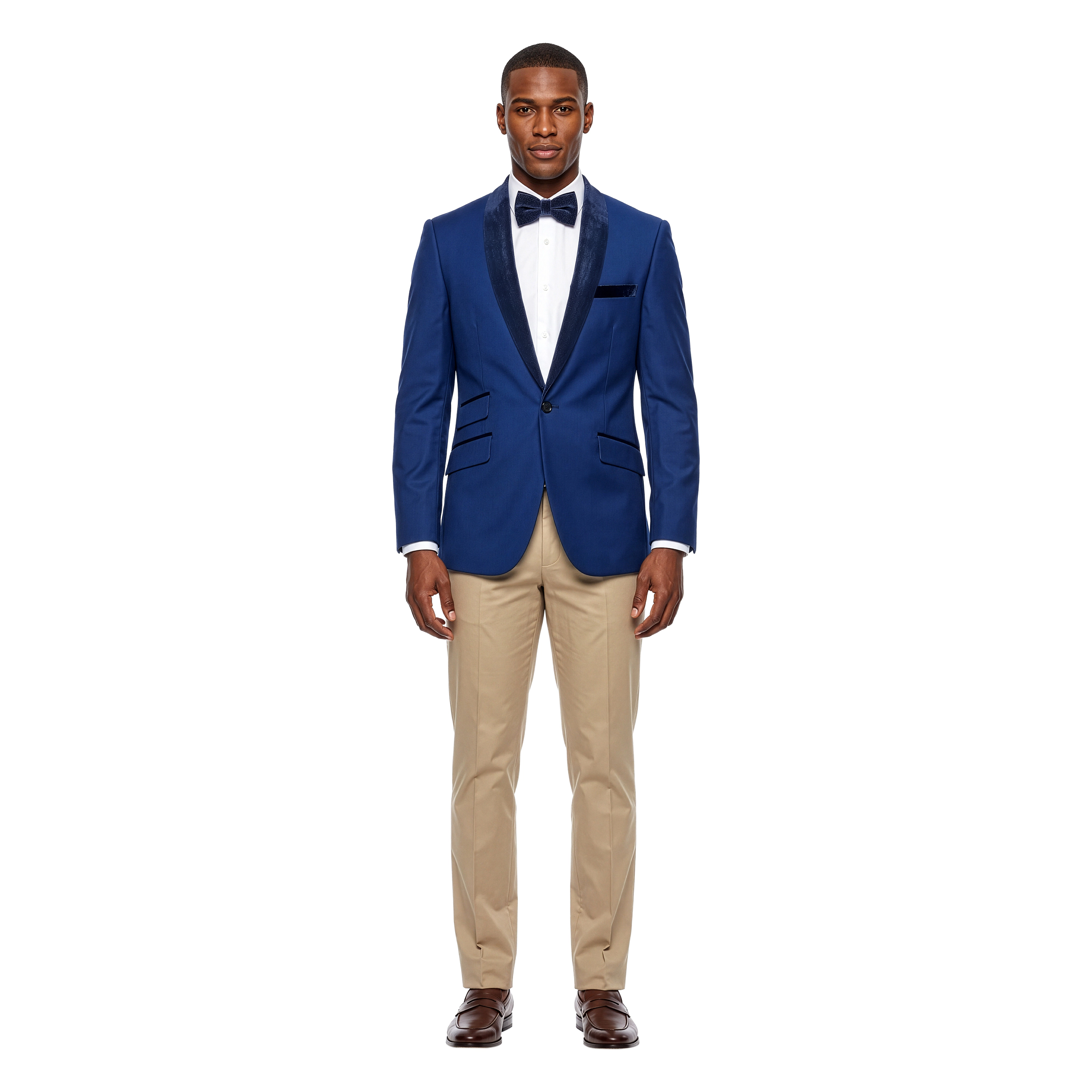 Tazzio Mens Slim Fit Blazer with Velvet Shawl Collar and Ticket Pocket