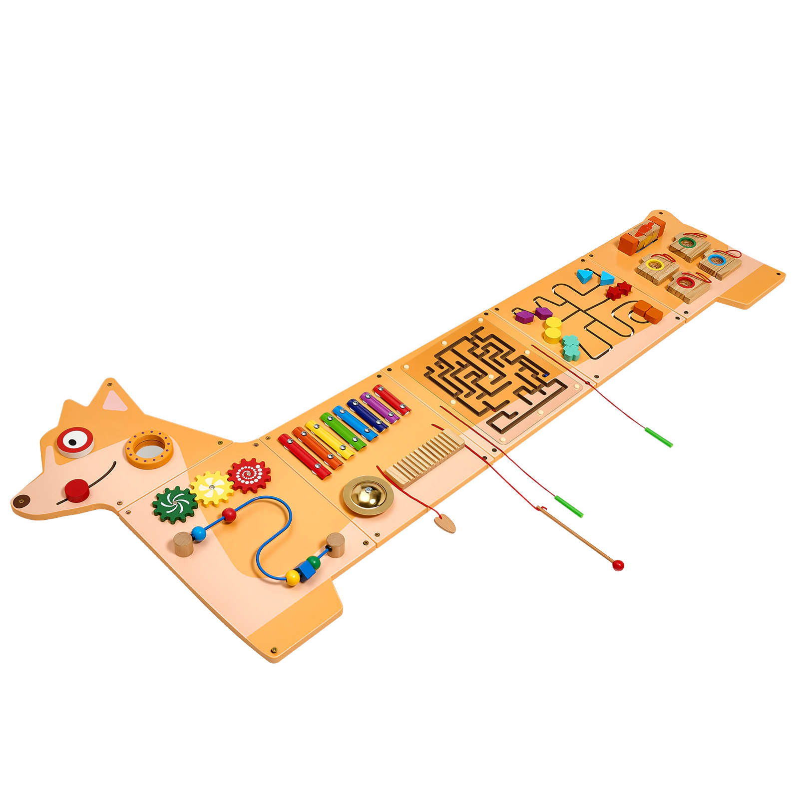 HONGGE Puppy Wall Busy Board with 12 Activities, Wide Montessori Sensory Panel for Kids Ages 3 to 12