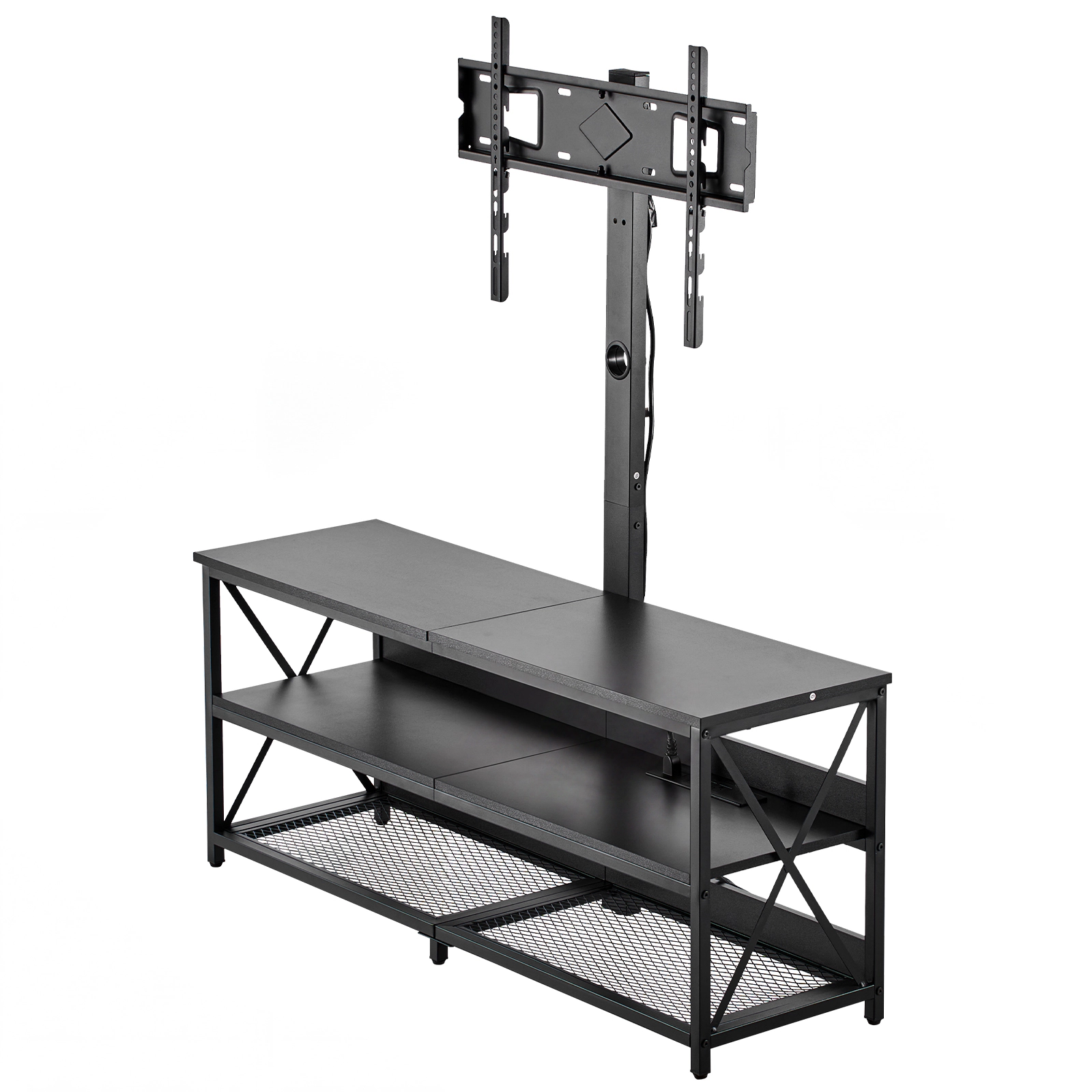 HONGGE TV Stand Console with Power Outlet for 32-75 Inch TVs, Height Adjustable Entertainment Center with Storage