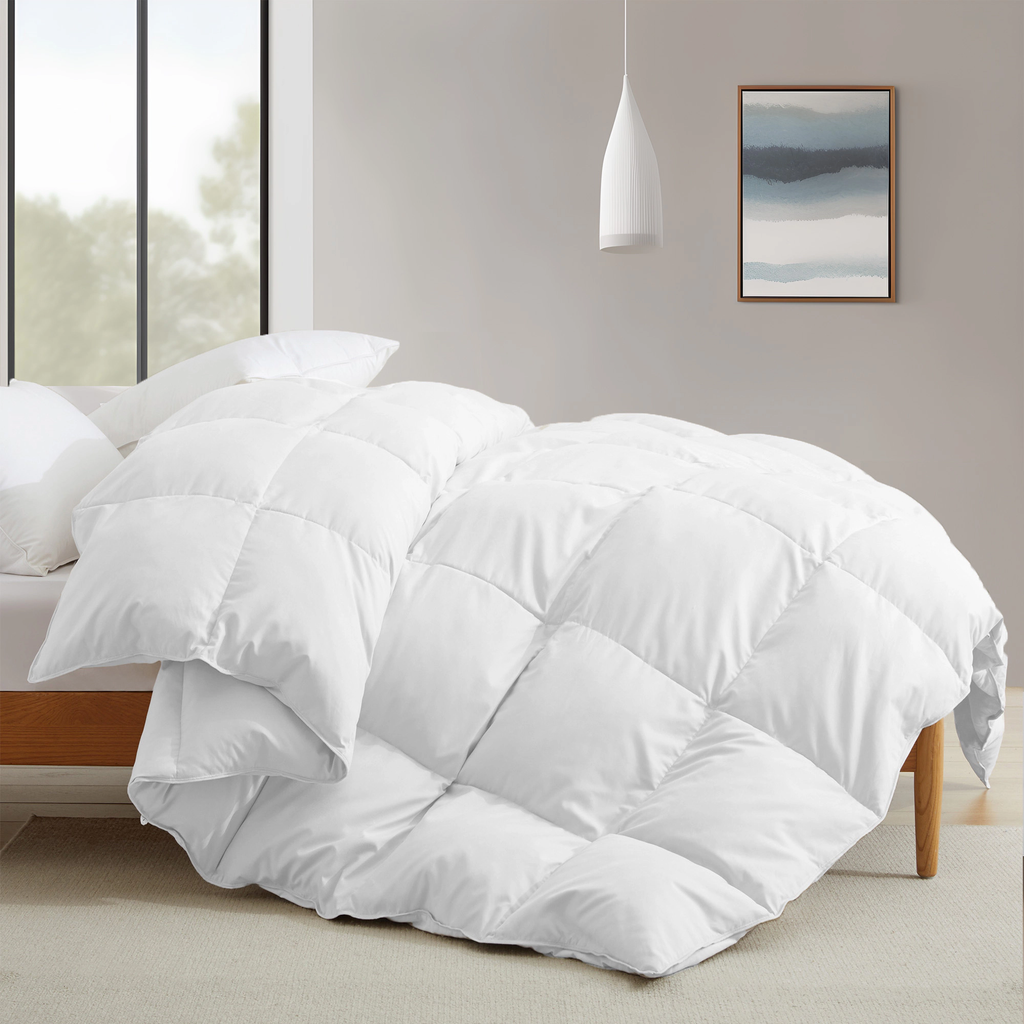 Unikome All Seasons Warmth Premium White Goose Feather Down Fiber Comforter