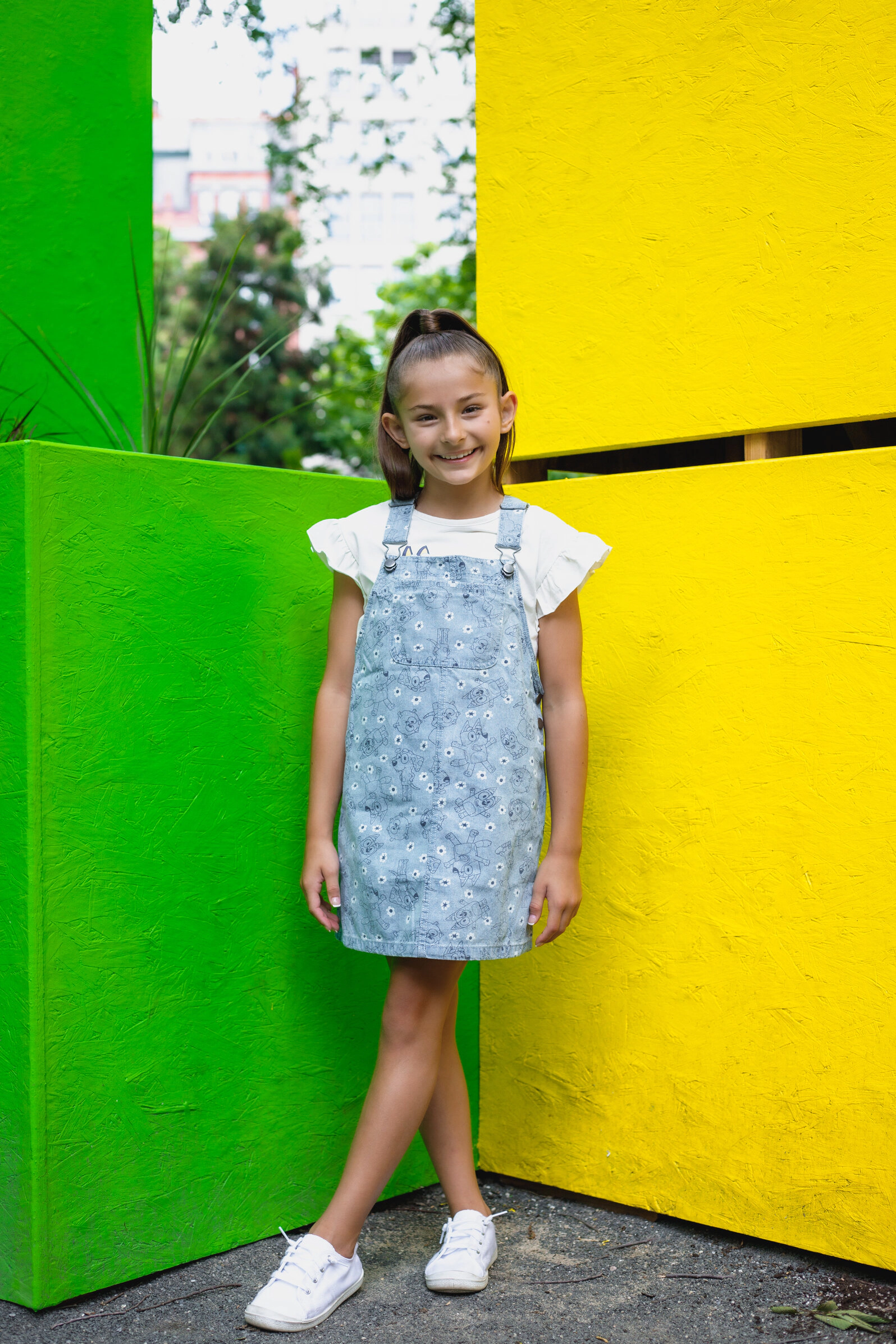 Bluey Girls' 2-Piece Tee and Denim Overall Dress Set