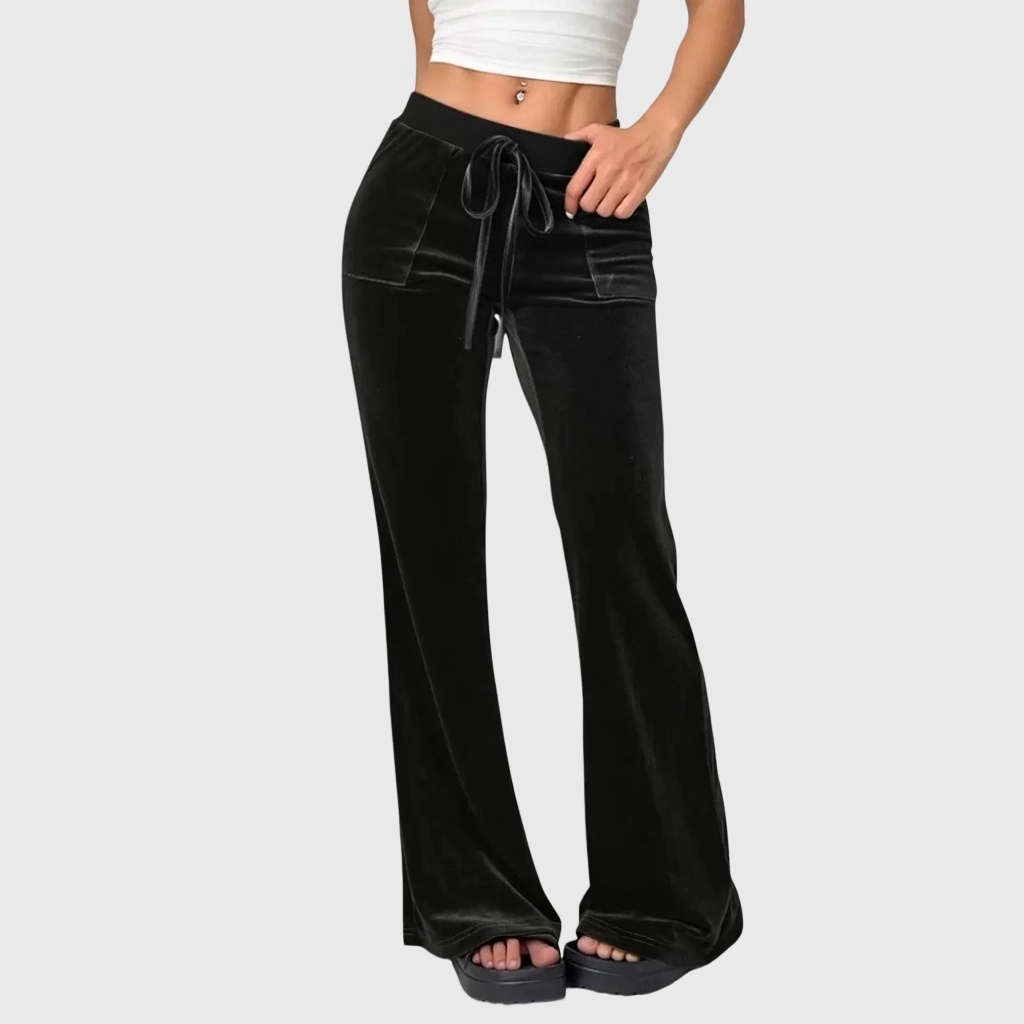 YesFashion Velvet Pants for Women Casual Pull on Elastic High Waist Velour Holiday Outfits