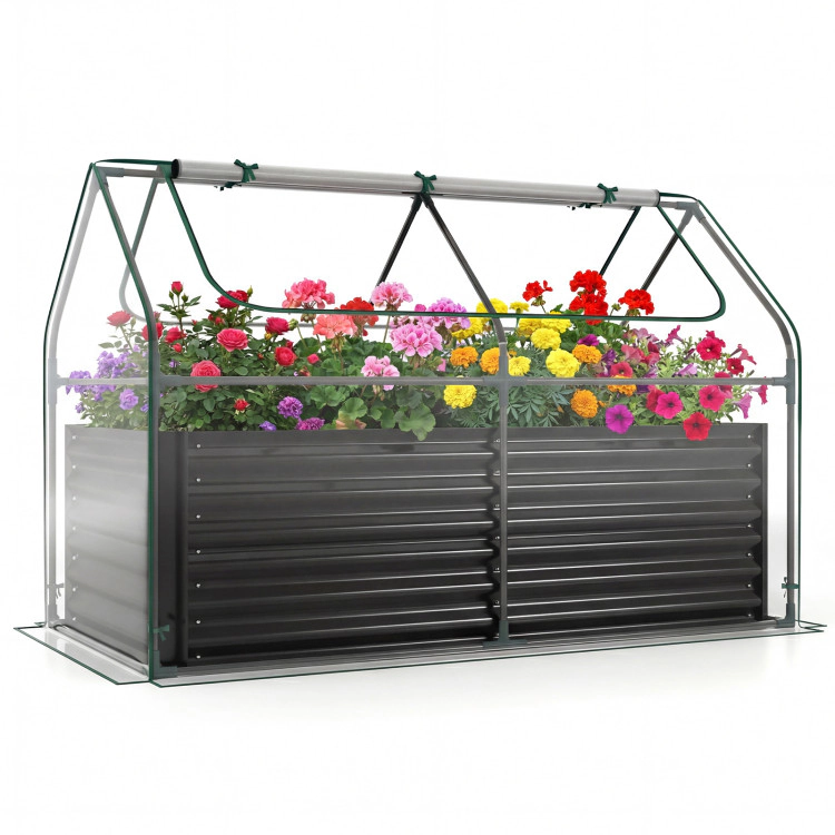 Hivvago 68 x 33 21 Inch Galvanized Raised Garden Bed with Cover
