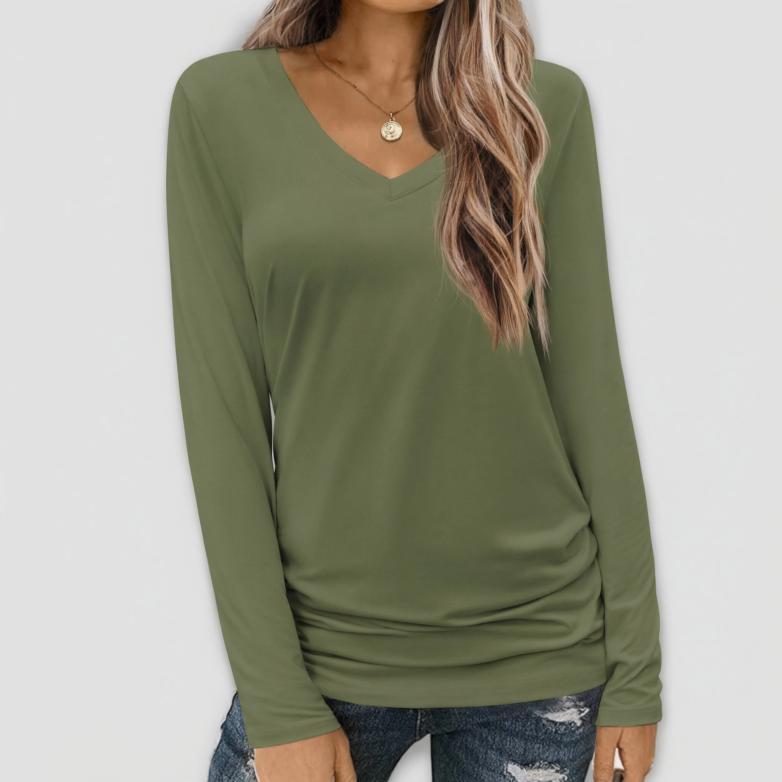 Zeagoo Women V Neck Long Sleeve T Shirt