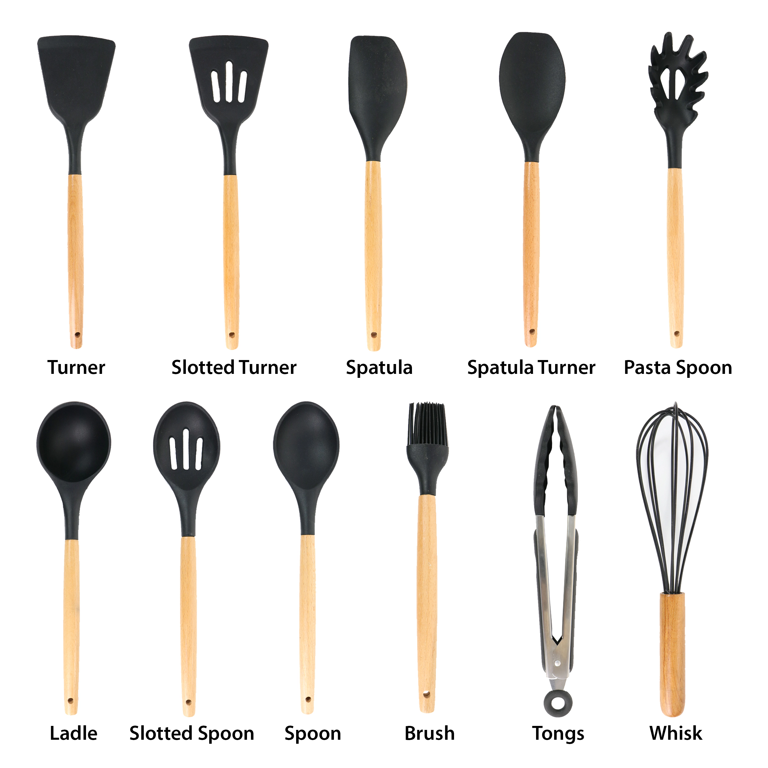 MegaChef Silicone and Wood Cooking Utensils