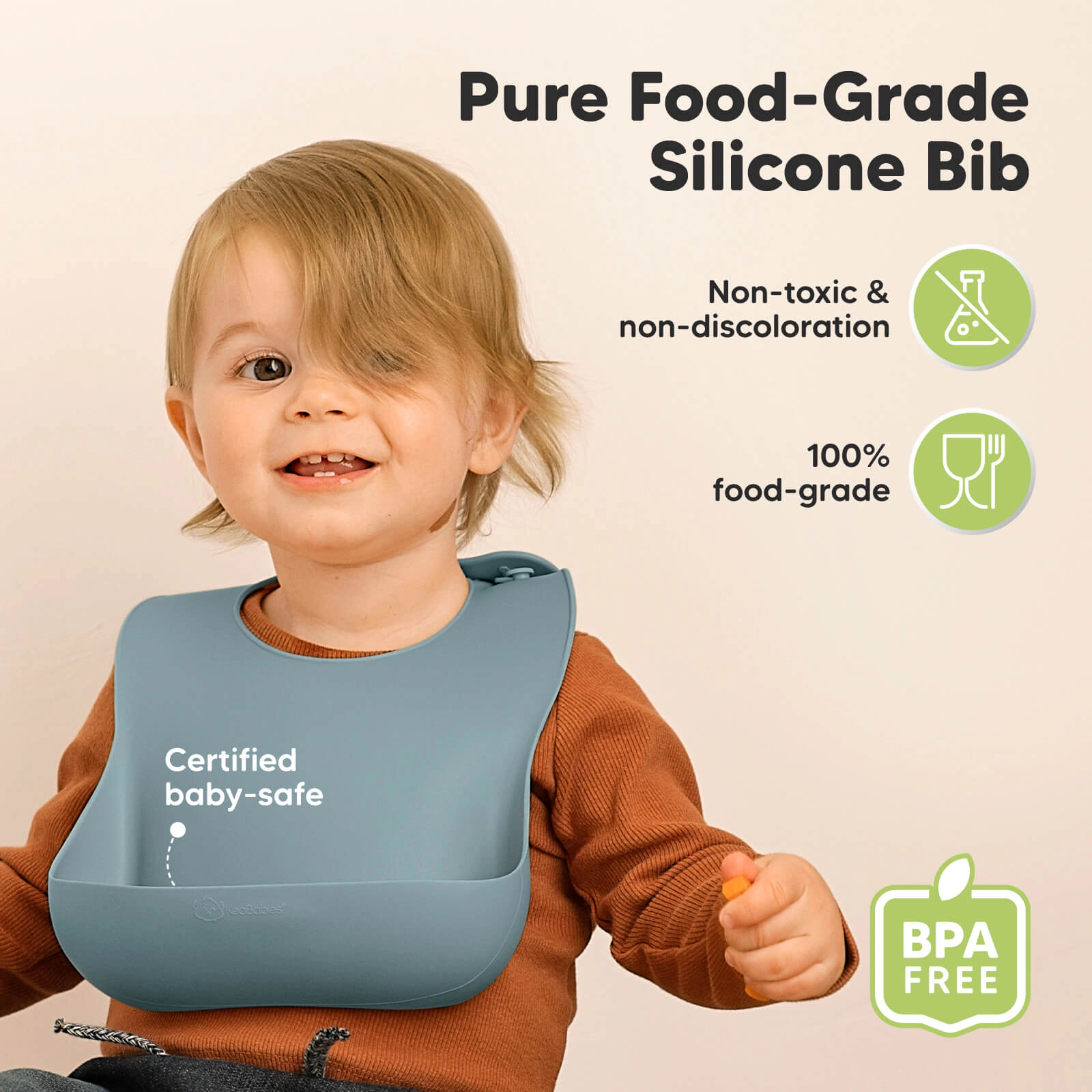 KeaBabies 2-Pack Prep Silicone Bibs for BLW Boys, Girls