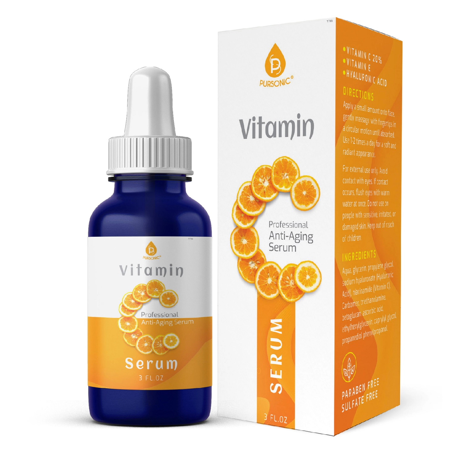 Pursonic Women's Vitamin C Facial Serum – 3 fl. oz.