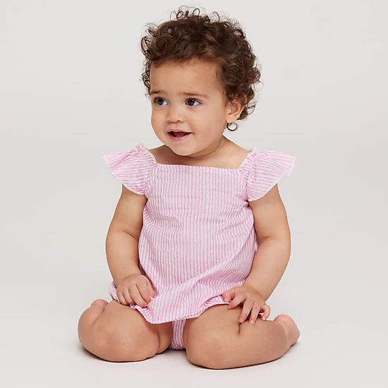 Rockets of Awesome Stripe Flutter Sleeve Top For Baby Girl