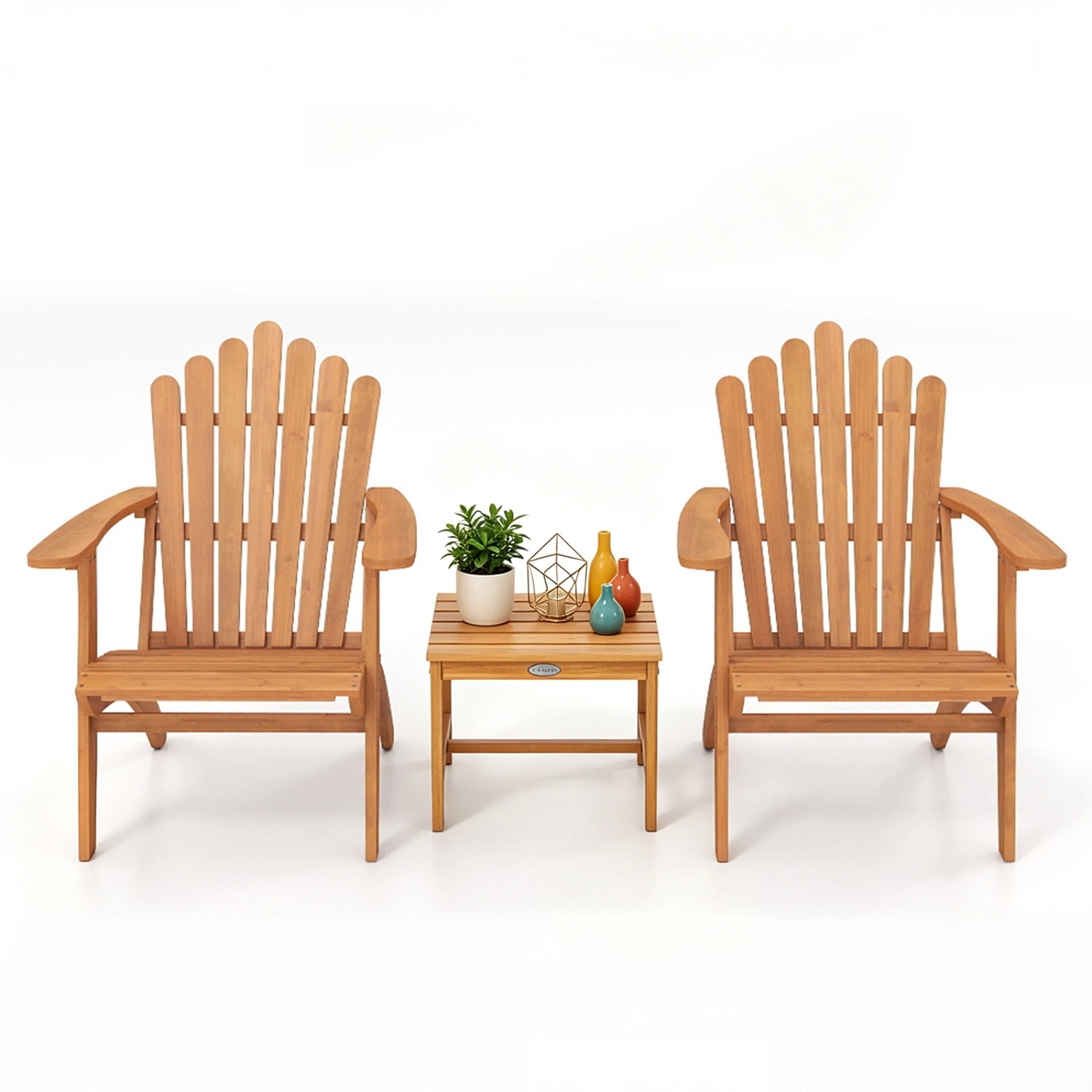 LJG Adirondack Chair Set of 2 with Side Table for Deck Garden and Porch