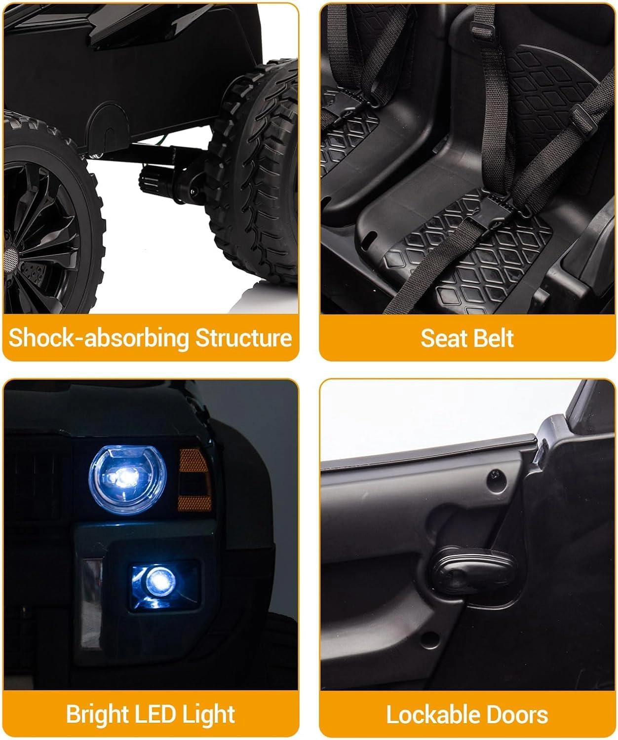 24V Licensed Toyota Land Cruiser Ride-On, 2-Seater 4WD/2WD Switch, Remote Control, LED Lights, Bluetooth, Shovel