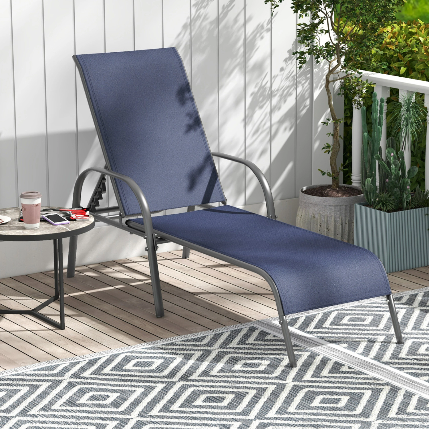 Hivvago Adjustable Patio Chaise Folding Lounge Chair with Backrest