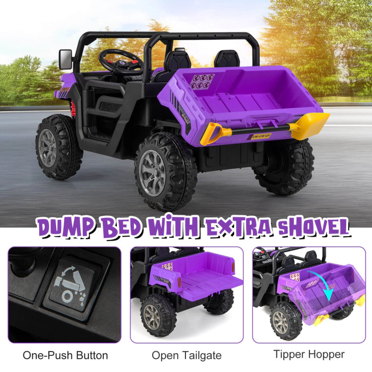 Hivvago 12V Kids Ride On Truck Car with Remote Control and 2 Seaters