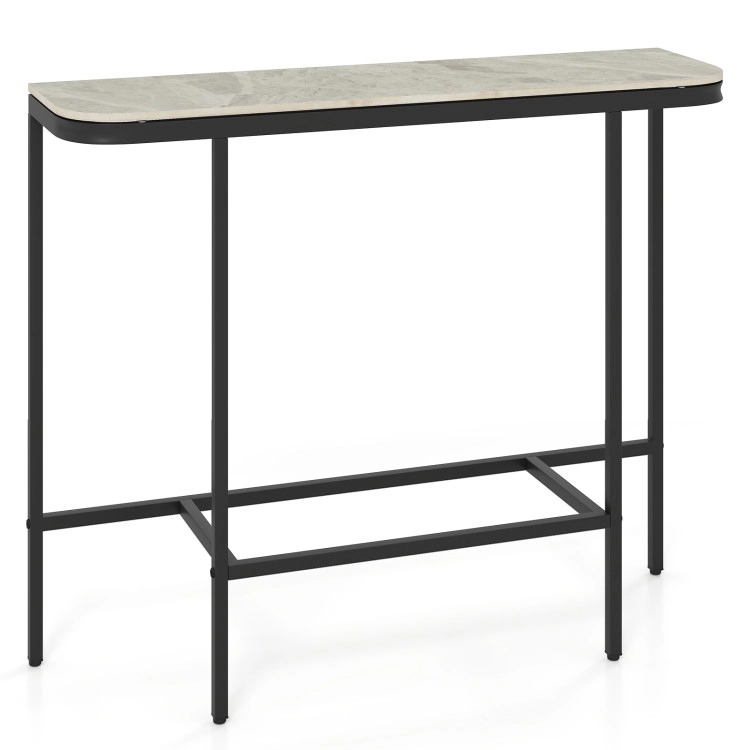 Hivvago Console Table 44-Inch Entryway With Faux Marble Tabletop And Heavy-Duty Metal Frame