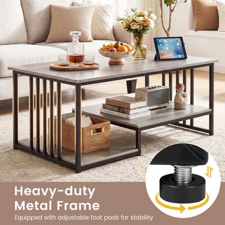 Hivvago 43.5" Coffee Table 2-Tier With Open Storage Shelf