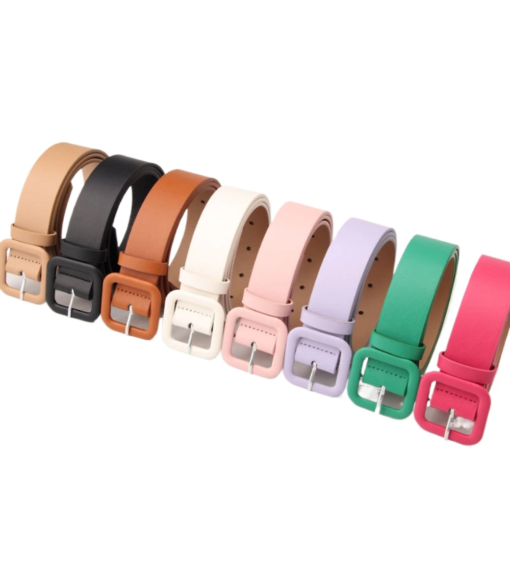 Wardrobe Whimsy Women's Leather Belts for Jeans Dresses Fashion Gold Buckle Belt