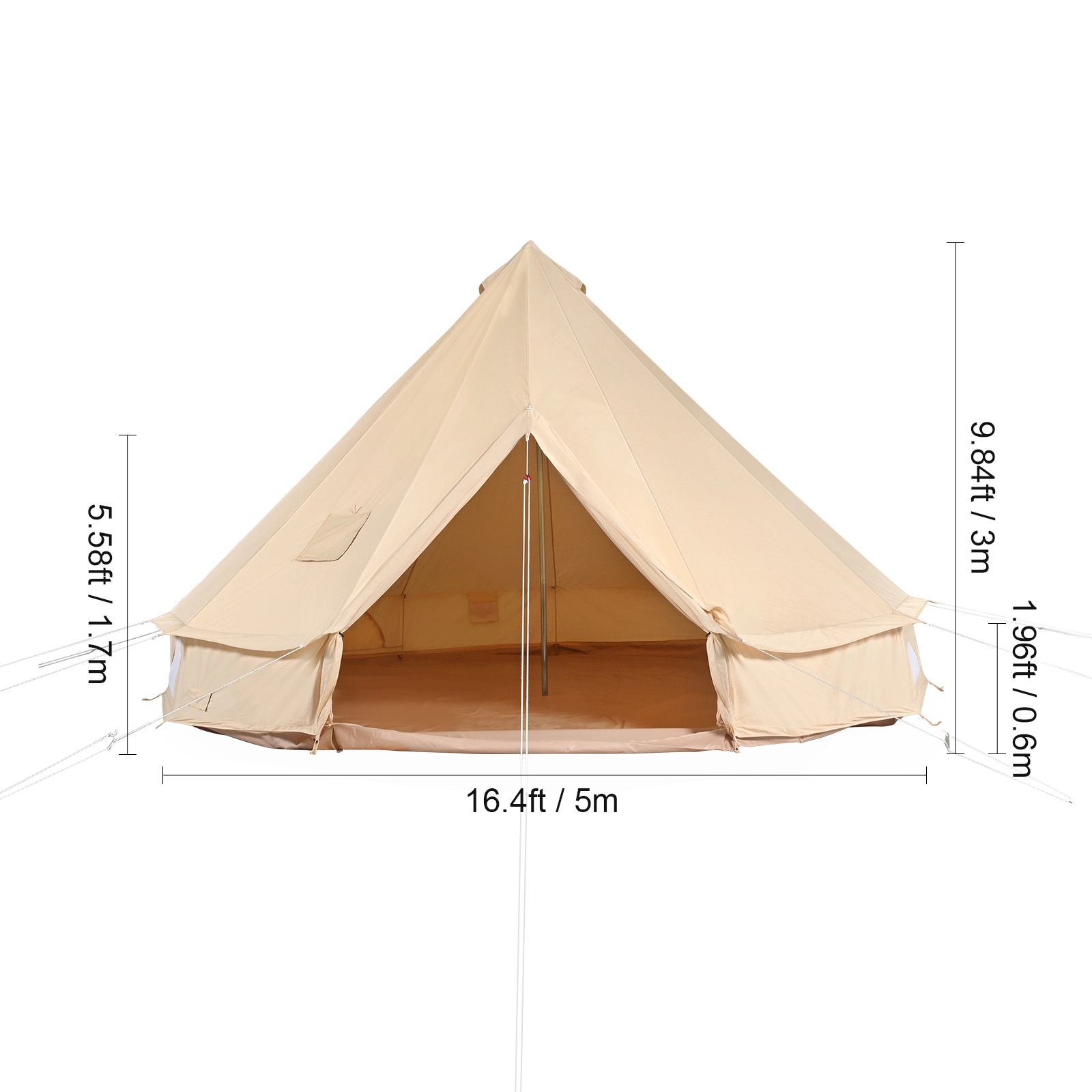 HONGGE Canvas Bell Tent 4 Seasons m/ Yurt Tent Canvas Tent for Camping with Stove Jack Breathable Tent Holds Family
