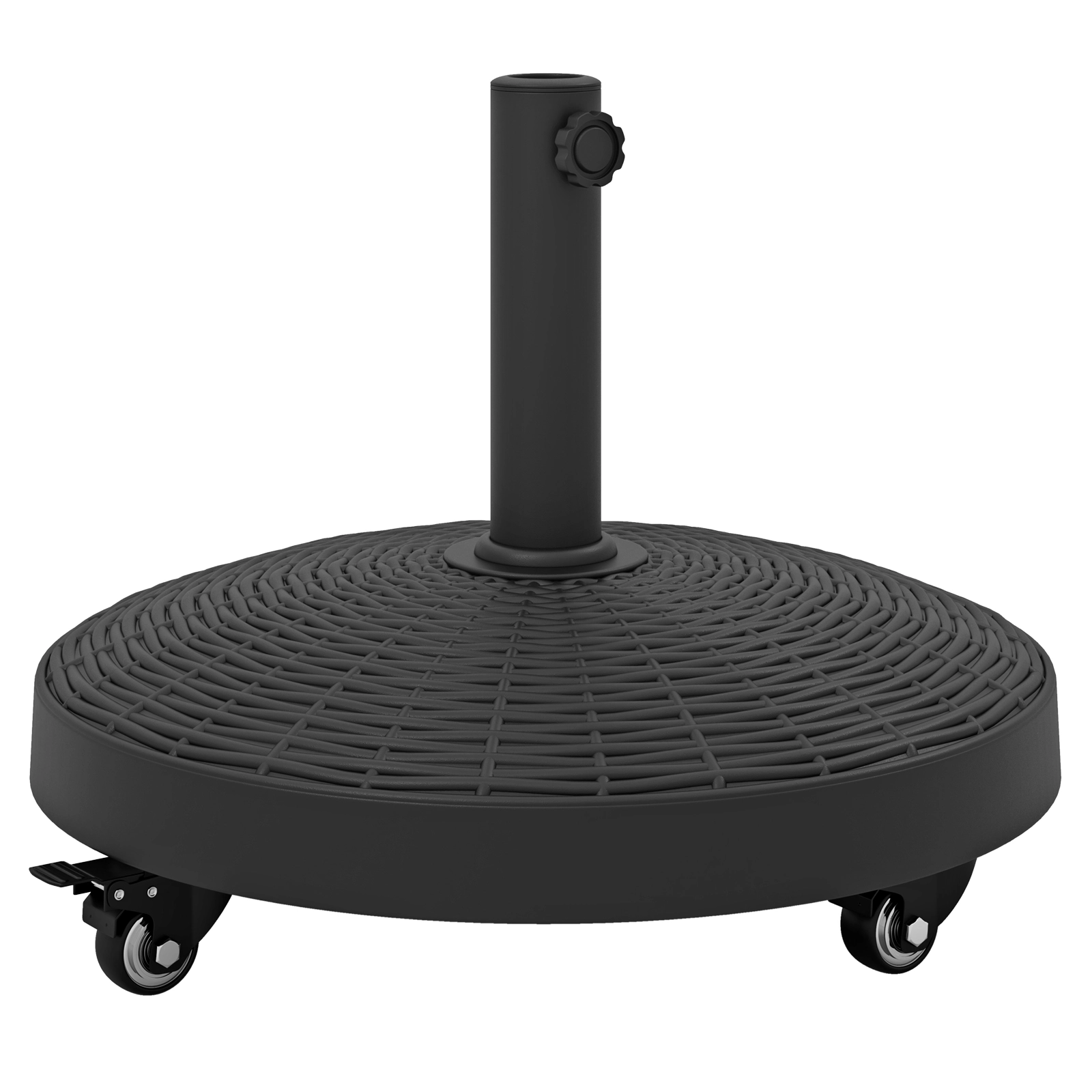 Slickblue Rolling Patio Umbrella Stand Base 50 lb Resin Steel 4 Swivel Lock Wheels Deck Garden