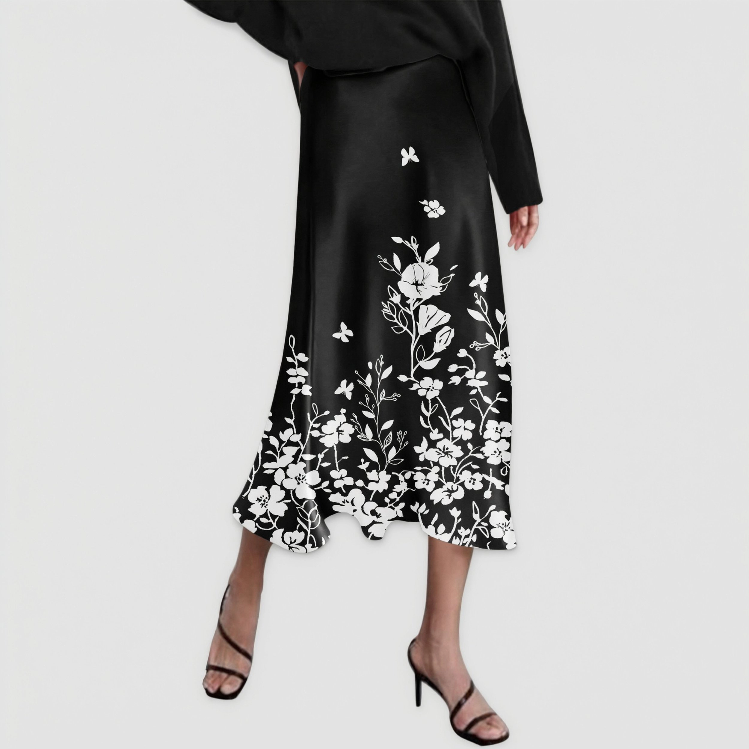 Zeagoo Women's Satin Silk Midi Skirt High Waist A-Line Slip