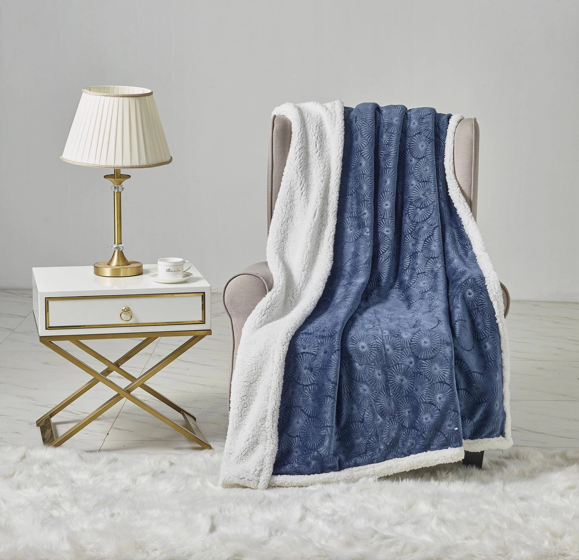 Louvre Plush All Season 50"x60" Blue Throw