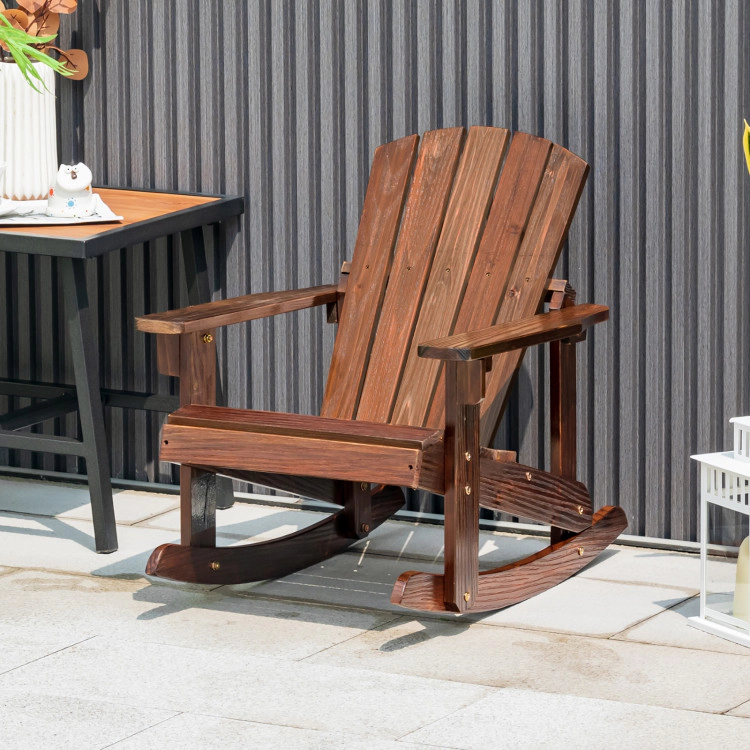 Hivvago Outdoor Wooden Kid Adirondack Rocking Chair With Slatted Seat