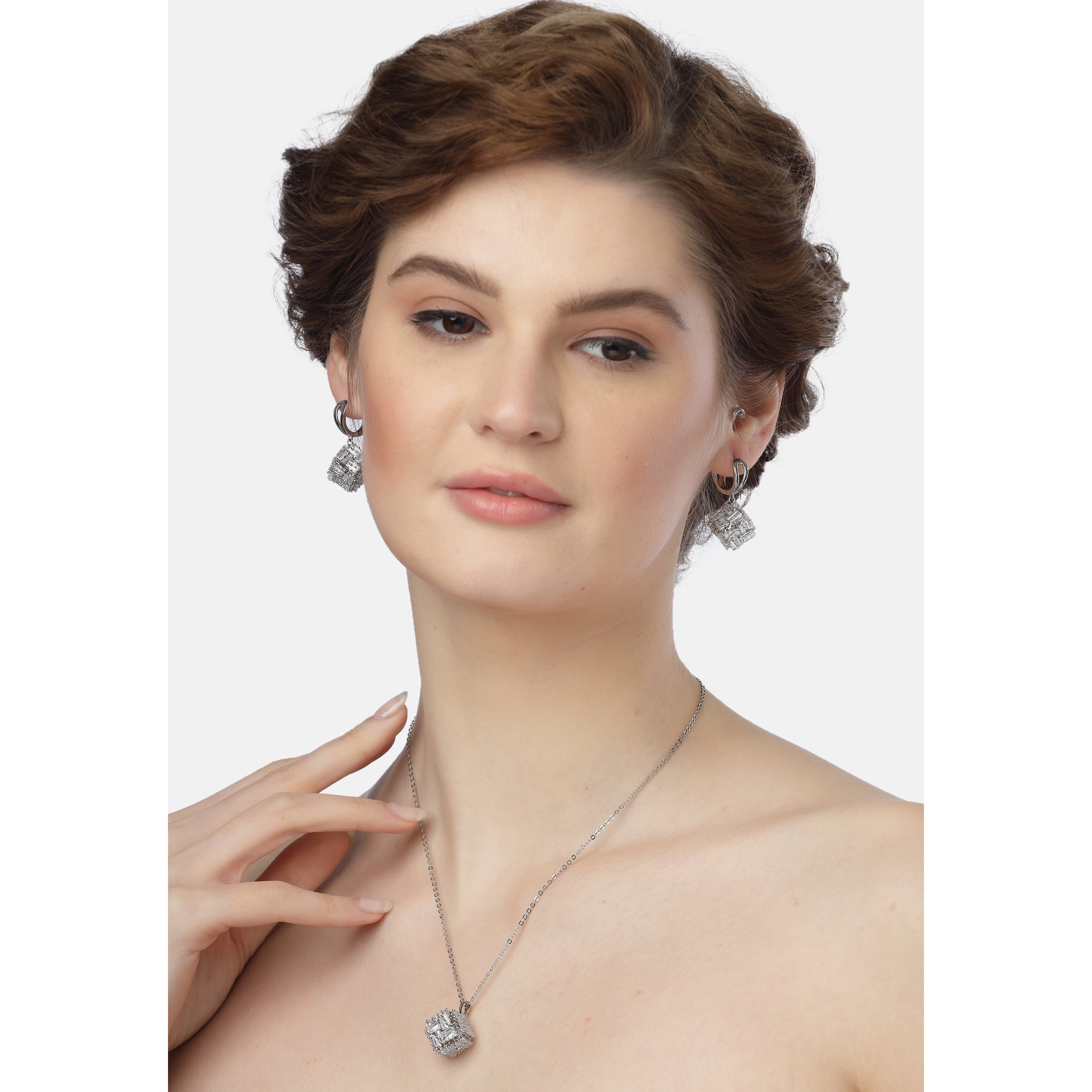 AGP PARIS Glittering Symphony Womens Necklace and Earrings Set